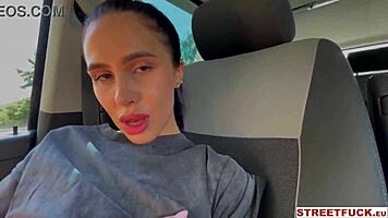Hot hitchhiking pornstar Alyssa Bounty thanks driver with squirting