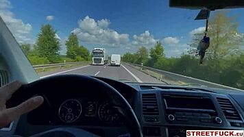 Hot hitchhiking pornstar Alyssa Bounty thanks driver with squirting