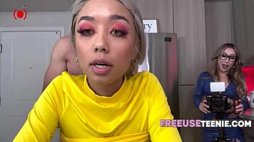 The asian teen 18+ babe says, I'm freeused in this interracial marketing gig at the shop.