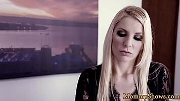 lesbian stepdaughters share classy moments with gentle touches and kisses