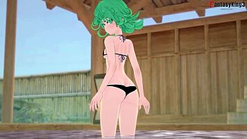 Tatsumaki In Bikini POV Kissing And Showing Her Small Tits And Big Ass In One Punch-Man Hentai!