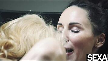 Sexy lesbian blonde squirts hard during oiled orgasm!