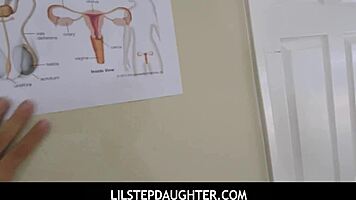 Stepdaughter Learns Handjob From Daddy In Garage