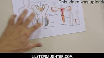 Stepdaughter Learns Handjob From Daddy In Garage