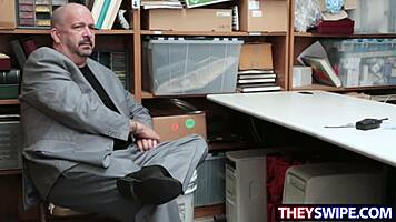 Step Dad Watches As Detective Nails His Teen Daughter With Big Cock In Office