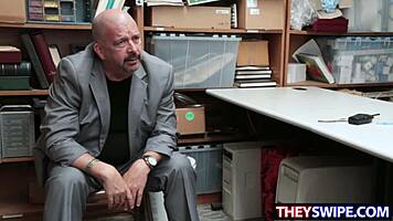 Step Dad Watches As Detective Nails His Teen Daughter With Big Cock In Office