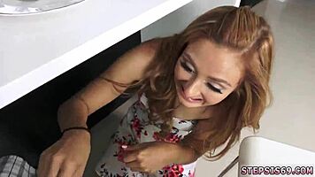 blonde in slow blowjob family competition with group sex