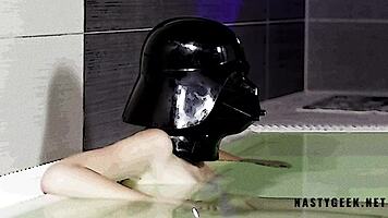 Horny Darth Vader Cosplays And Squirts On Wonder Woman's Face At Party