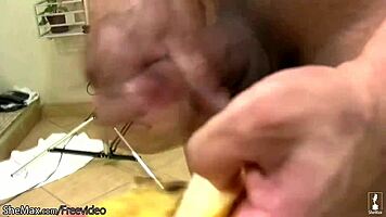 Shemale compares her dick to banana