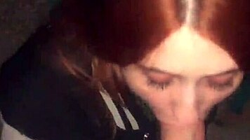 redhead girl sucked in stairwell while parents home, horny monster cock