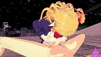 Oshi no Ko Hoshino Ruby enjoys blowjob and handjob in uncensored hentai gameplay