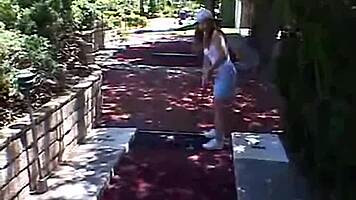 Teen Little April Goes Solo Outdoors