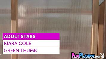 petite blonde kiara cole doing a striptease outdoors in the garden, showing off her small tits and ass