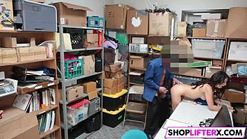 Sneaky Officer Punishing Gal Shoplifter