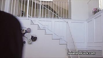 Asian Coed Feels Joy Sucking Dicks on Phone