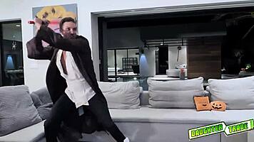 dark side teens climb on bed and ride light sabers