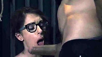 vibrator bondage domination with glasses-wearing teen lady