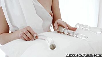 two hot mormon teens exploring holes with strap-on