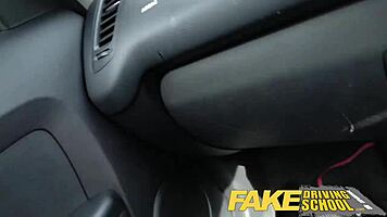 Fake driving school instructor admires student's big natural young tits in POV session.