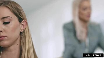 Lesbian Boss Says, Give In To Desires With Petite 18+ Intern Haley Reed At Work