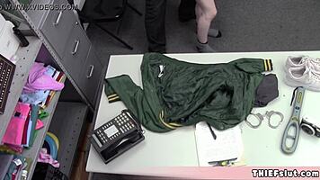 Cute Blonde Teen Emma Gets Caught Stealing Socks, Leads To Rough Doggystyle Blowjob!