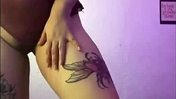 Wife touches herself with vibrator, showing big tits and ass