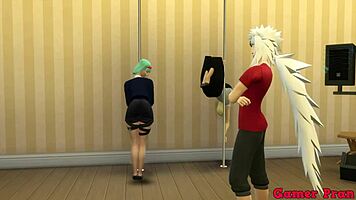 bulma and number 17 fuck jiraiya in hard anal trio