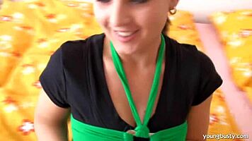 i'm busty young birgit takin' cock with blowjob and facial on my big tits.