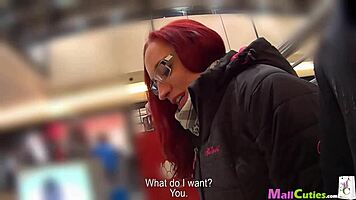 amateur redhead girl gets shopping free