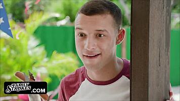 Gorgeous Teen Selena Love Takes Stepbrothers Cum In Mouth Celebrating 4th