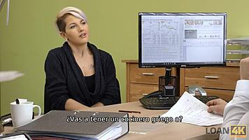 I get blowjob and fuck curvy teen 18+ during loan interview for her business