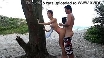 Redhead teen with big tits at the beach, what happened?