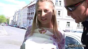 Beautiful tight teen enjoys stretching ride.