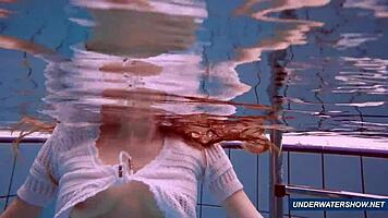 Amazing hairy underwater show by marketa in bikini at the pool 😍