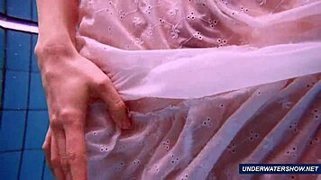 Amazing hairy underwater show by marketa in bikini at the pool 😍