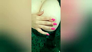 young 18+ plays with big natural tits, feeling horny