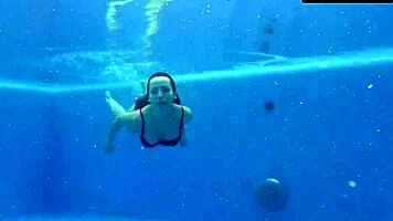 Mia Ferrari Ignites Passion in Pool Shower Underwater in Red Lingerie