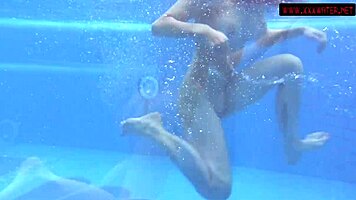 Mia Ferrari Ignites Passion in Pool Shower Underwater in Red Lingerie