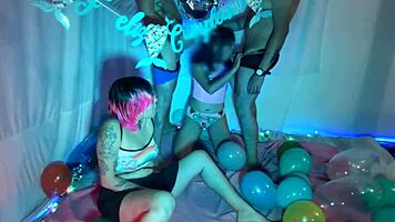Stepsister's 18th orgy with two cocks 😈