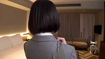 Wow, check this cute Japanese teen 18+ with big tits getting wild in hotel sex after school! What a steamy affair with an older guy!