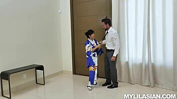 Groping Little 18+ Geisha Ember Snow with Johnny Castle in Hardcore POV Action