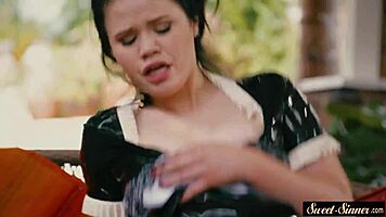 i have this classy teen maid riding my cock and licking my shoes