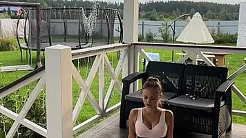 stretching session turns into sexy morning fun with cute teen 18+ babe next door