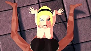 Spider-Gwen Gwen Stacy Masturbates and Gets Fucked on Rooftop