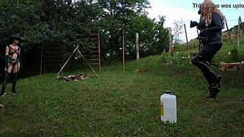 Sexy Goth Domina Trains Her Shemale Horseman In Leather And Latex