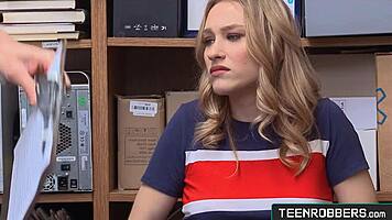 Man Catches Hot Thief Sucking His Cock Bent Over At Work In Hidden POV.