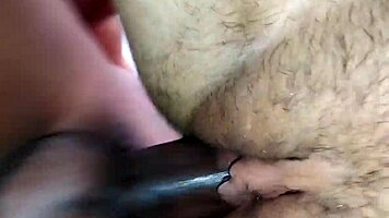 Watch this white teen's pussy getting stretched by mature guy.