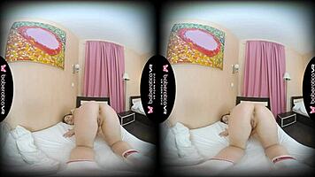 Solo Teen 18+ Brunette Amalia Davis Teases with Big Tits in VR