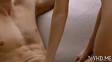 Legal age teen 18+ widens legs for rough missionary fucking and oral sucking.
