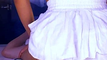 Shy latina student cheats with lover in jacuzzi, getting tight orgasm 💦